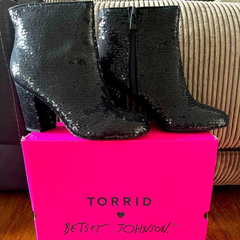 Torrid X Betsy Johnson Black Sequin Booties